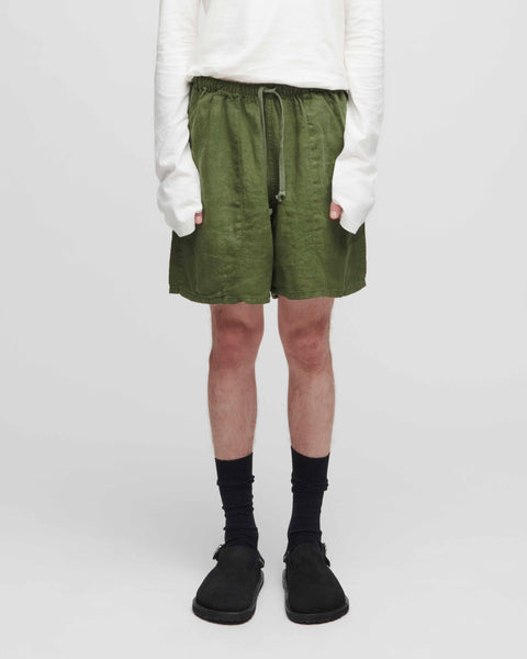Green Linen Shorts