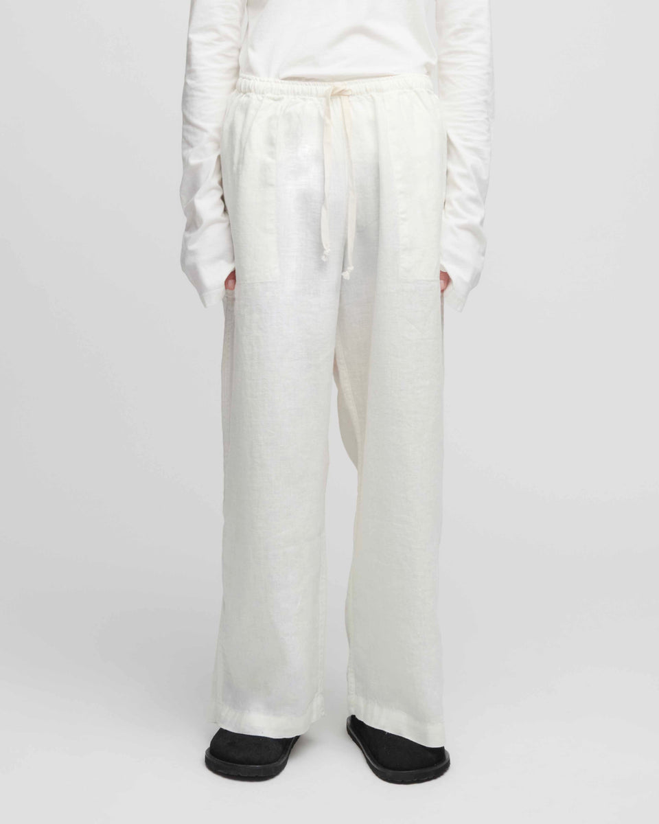 Pantalon essentiel blanc neige en lin