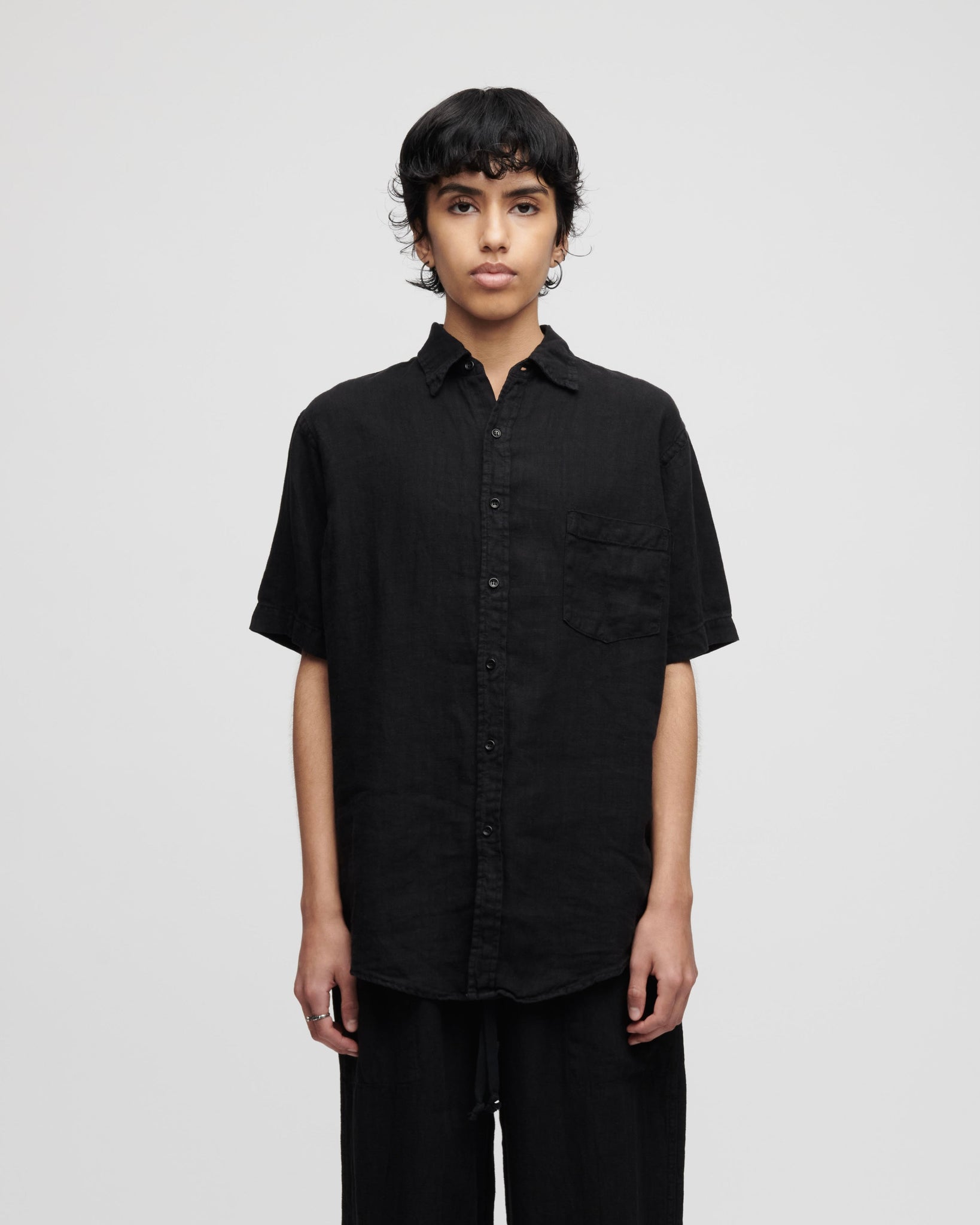 Black Linen Shirt (WAREHOUSE)