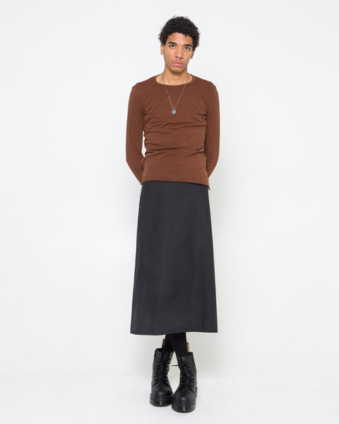 Black Waxed Poplin Skirt