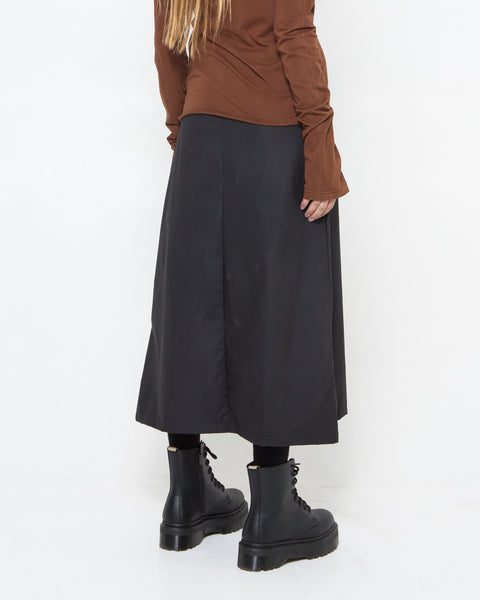 Black Waxed Poplin Skirt