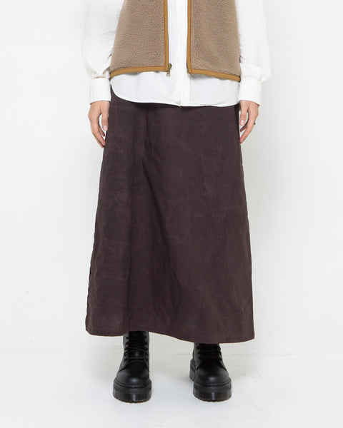Brown Waxed Poplin Skirt (WAREHOUSE)